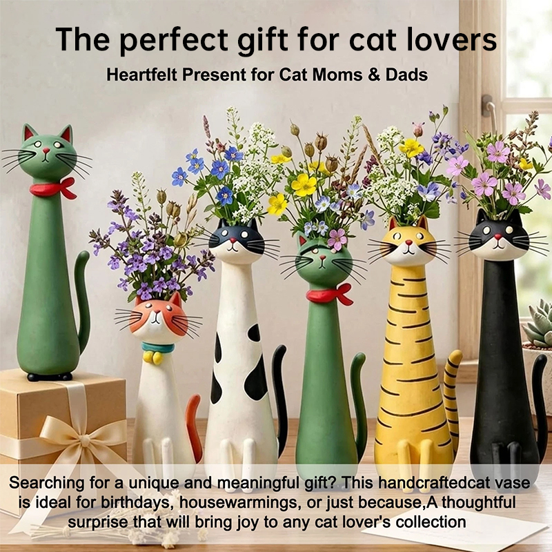 Vaso de Gato Creativo - Portador de Flores Secas para Escritorio, Accesorio Decorativo para Hogar/Oficina, Universal para Ramilletes Pequeños — imagen 10