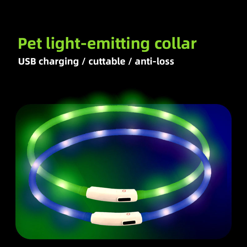 Collar de perro USB recargable con luz LED flexible y cortable en silicona — imagen 1