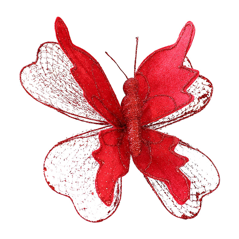Saintyuan High-Quality Fabric Sequin Gold Powder Artificial Butterfly Ornament Christmas Tree Decoration — image 6