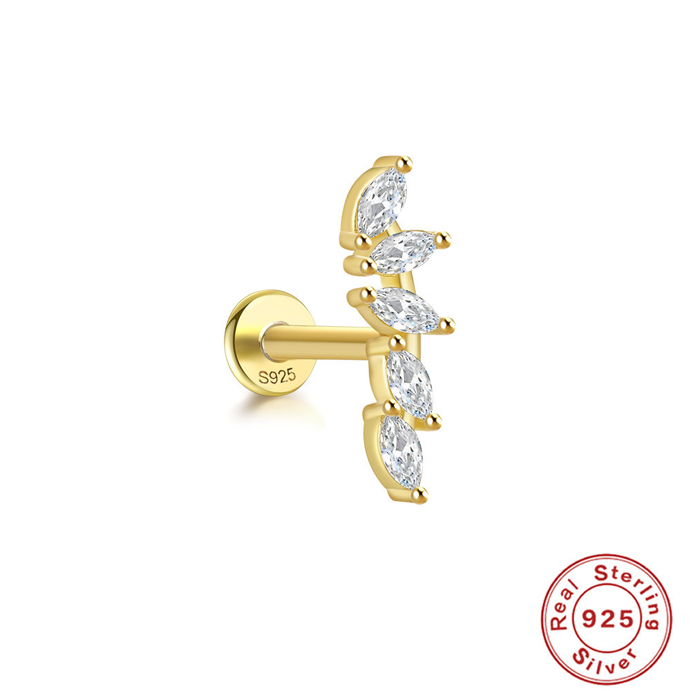 Pendientes de plata esterlina S925 con insignia de viento triple cielo, adorno de mariposa super hada, perforación interna, hilo interno, cabeza plana — imagen 17