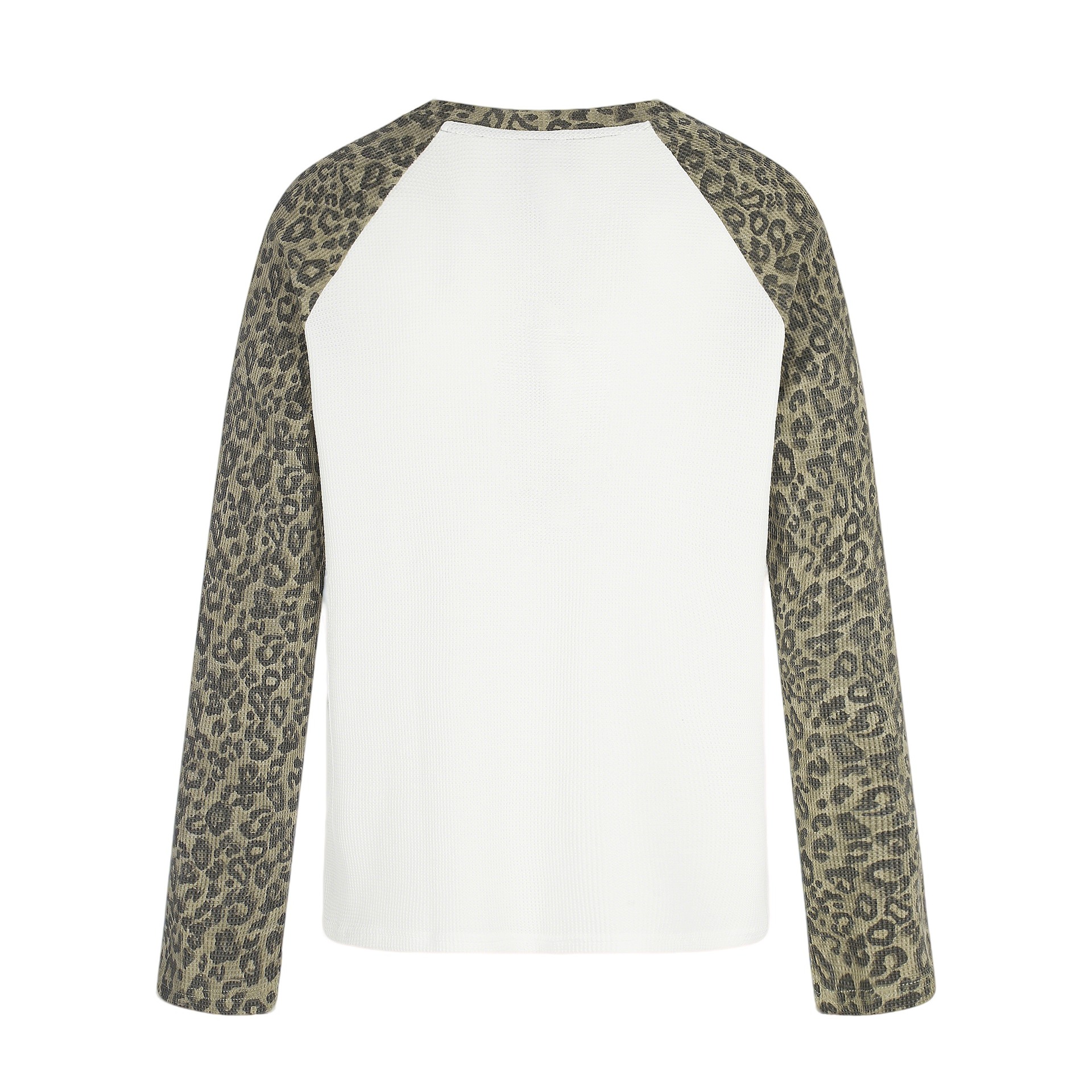 Leopard Print Spliced Unique Pattern Loose Raglan Sleeve Long T-Shirt — image 3
