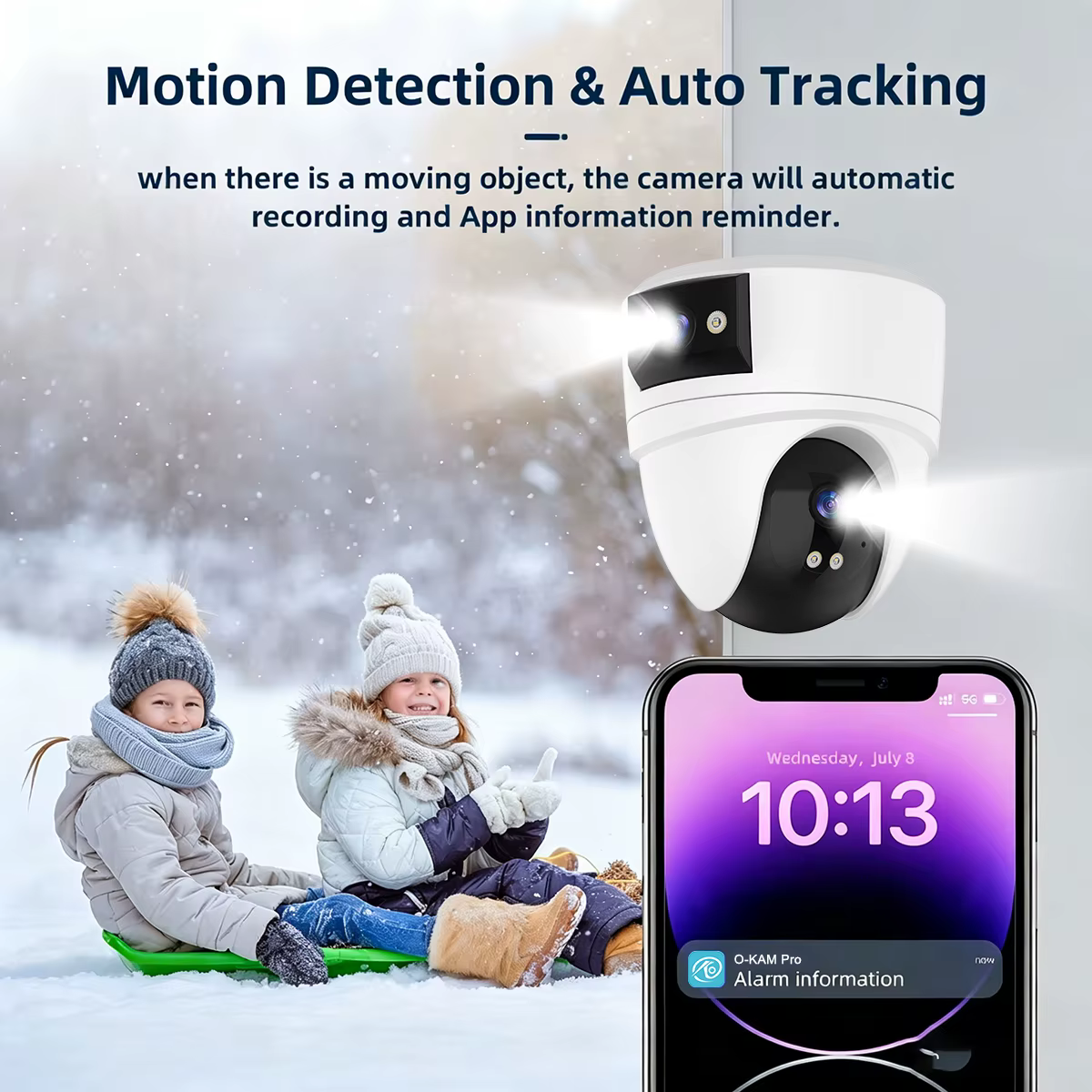 8MP 4K PTZ Security Camera with AI Human Detection - Dual-Lens Dual-Screen Outdoor WiFi IP Cam for Wireless CCTV Surveillance — image 3