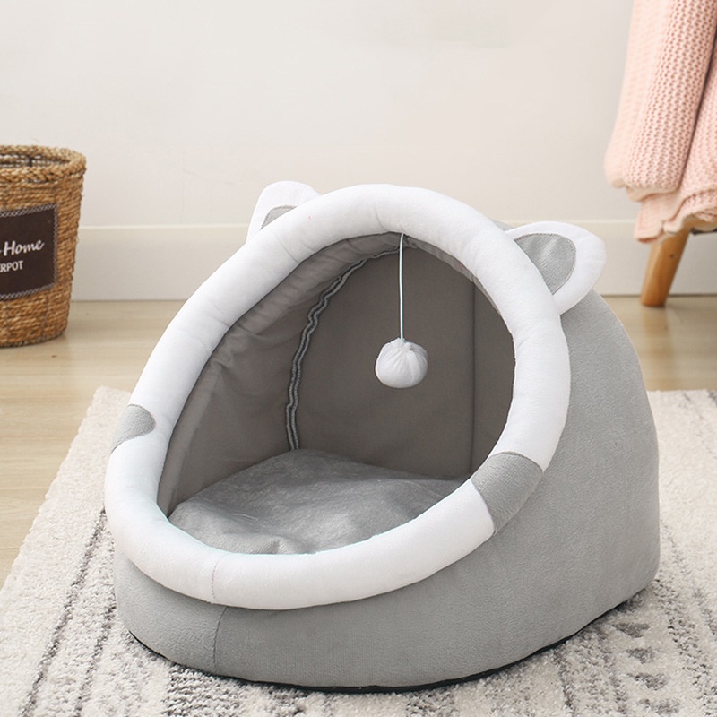Cat House Universal Four Seasons Enclosed Cat House Dog Bed Winter Warm Pet Bed Cat Villa — image 1