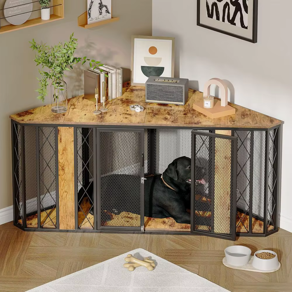 Caja de Perro Grande en Madera Decorativa con 2 Puertas, Comedor para Mascotas y Mesa de Centro para Perros Pequeños a Grandes — imagen 1