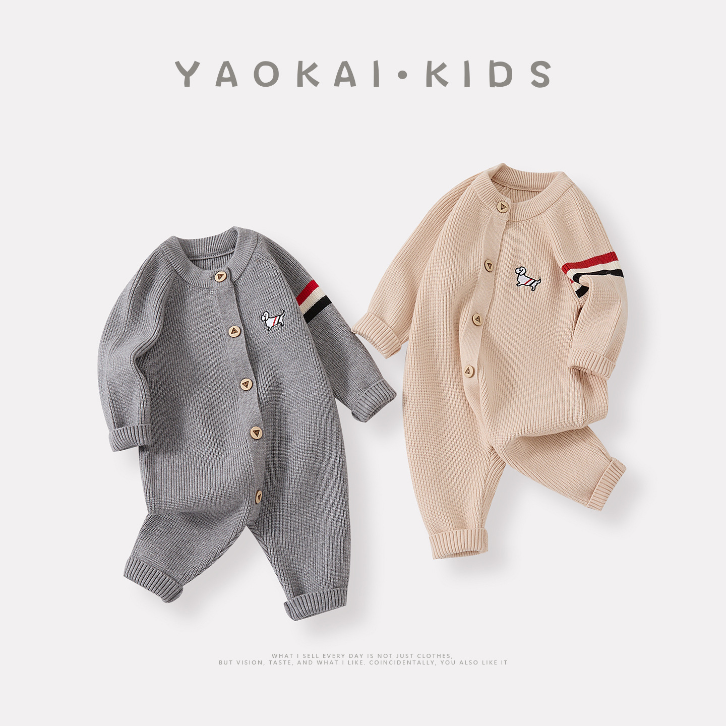 Romper de punto para bebés con bordado de perro, chaqueta de cuerpo para bebé — imagen 3