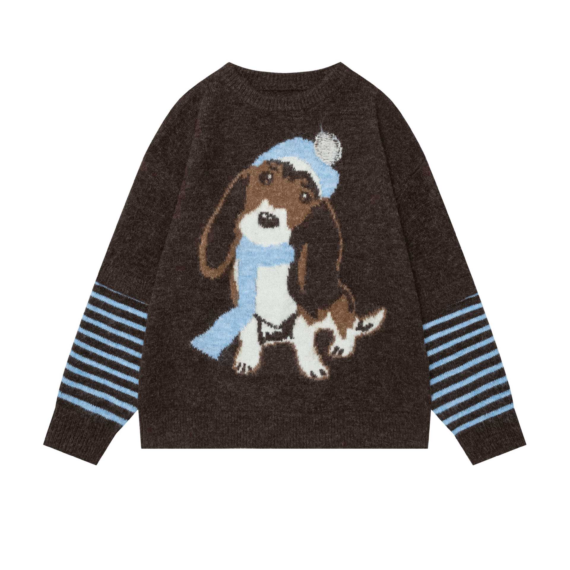 Wearing a hat scarf puppy sweater — image 7