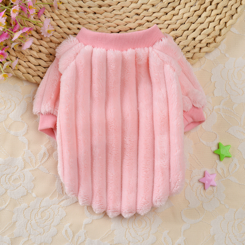 Vertical Striped Single-Sided Plush Coat Pet Clothes Dog Teddy Clothing Cat Autumn Bichon Small Dog Cat Autumn And Winter Clothing — image 5