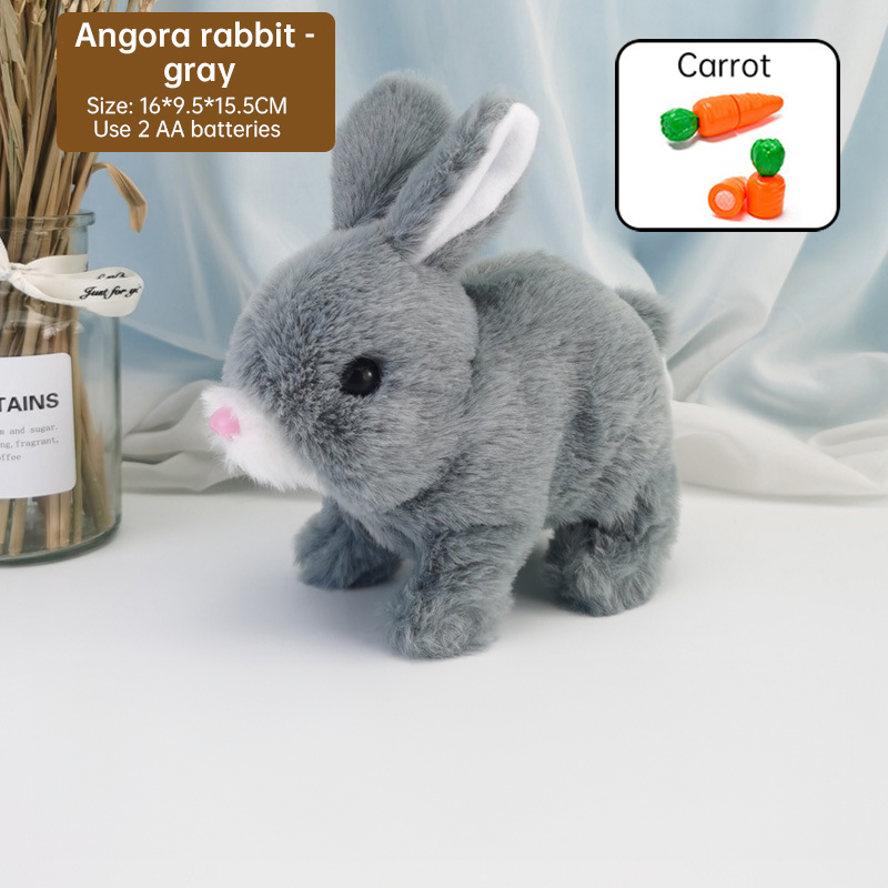 Upgraded Interactive Bunny Toy. Hops, walks, talks, shakes ears. Plush Gift for Kids (Grey) — image 1