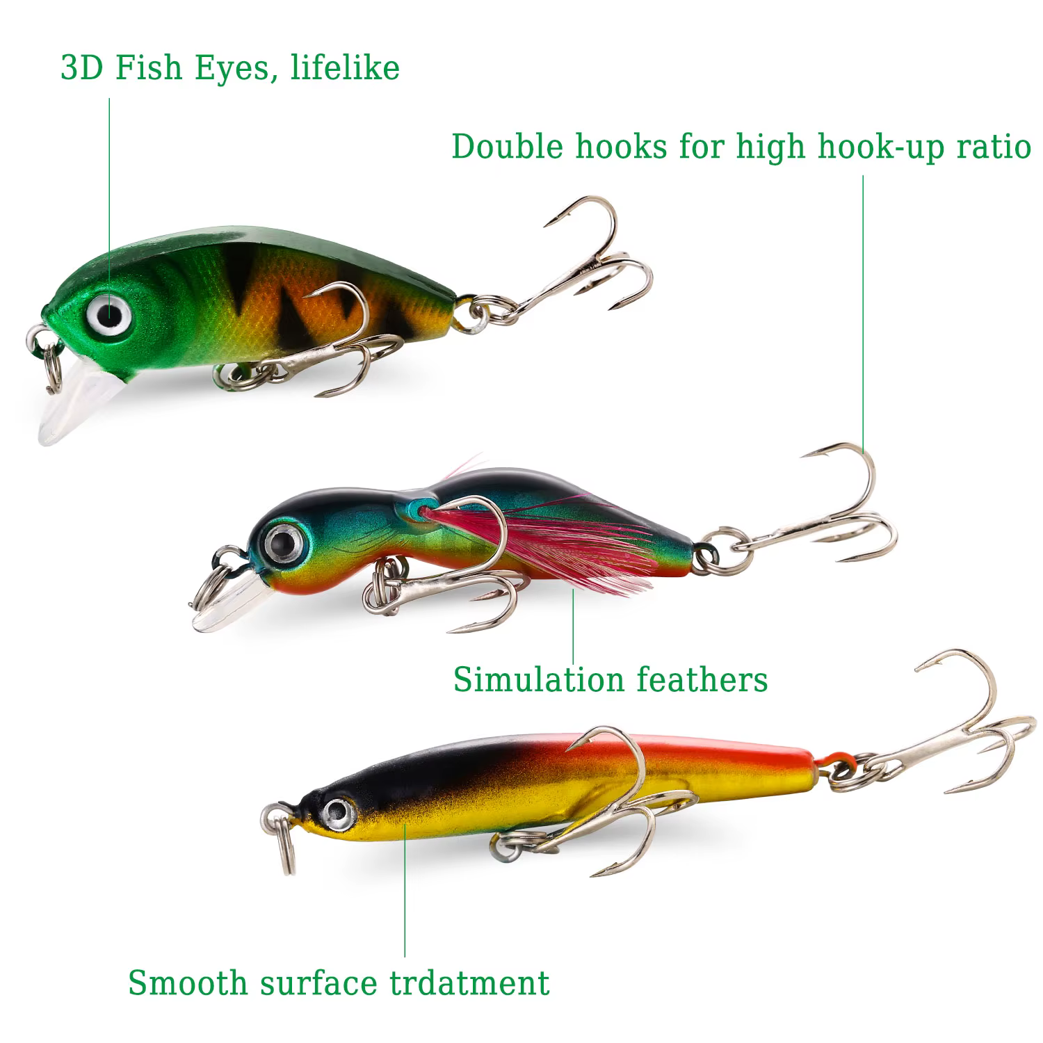 Sougayilang Fishing Bait Set 4PCS Wobbler Anti-corrosion Hook Bass Fishing Lure for Sea Carp Fishing Tackles De Pesca — image 2