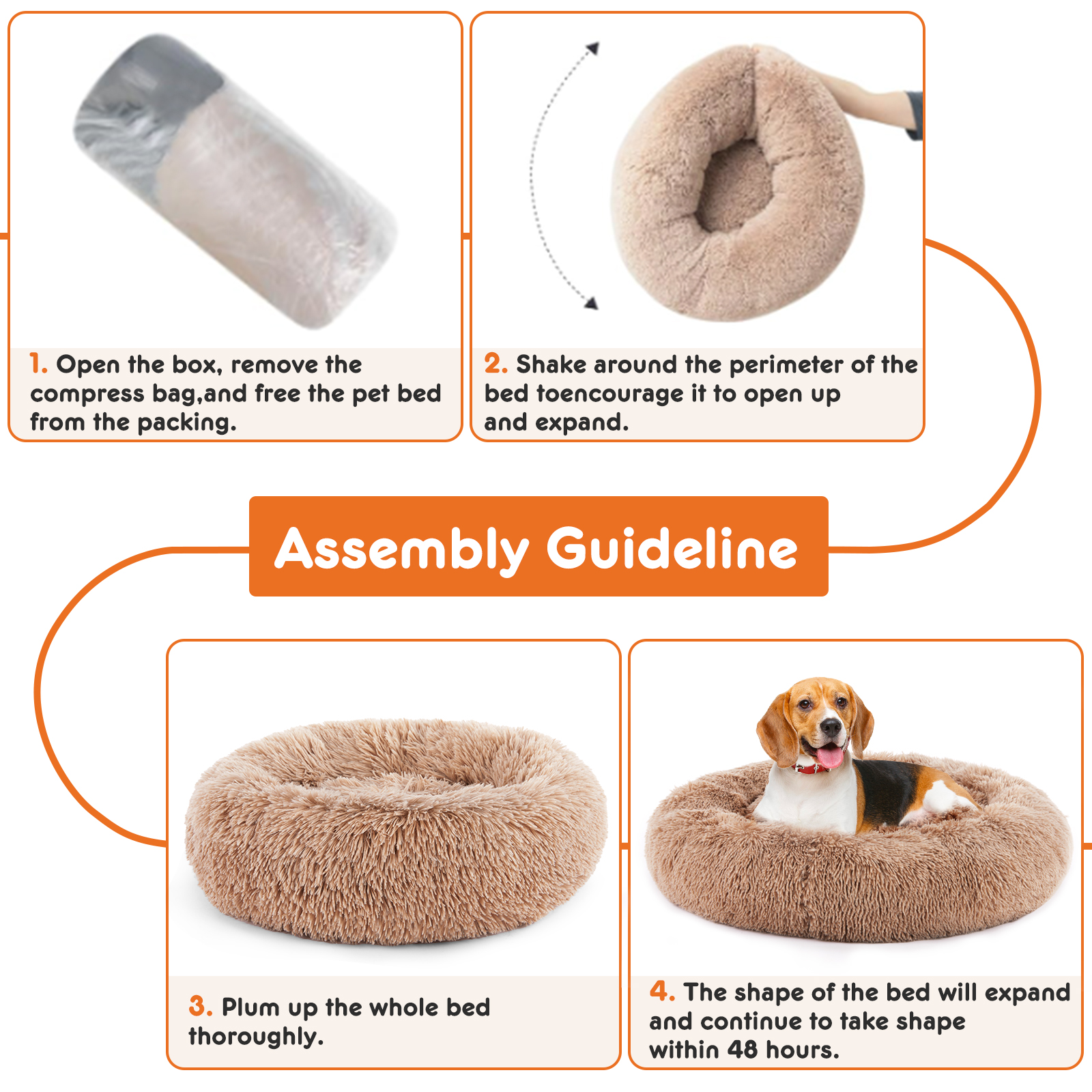 Cama Redonda Antideslizante de Peluche Esponjoso de Piel Sintética para Gato, Apta para Mascotas de Hasta 25 Lbs — imagen 7