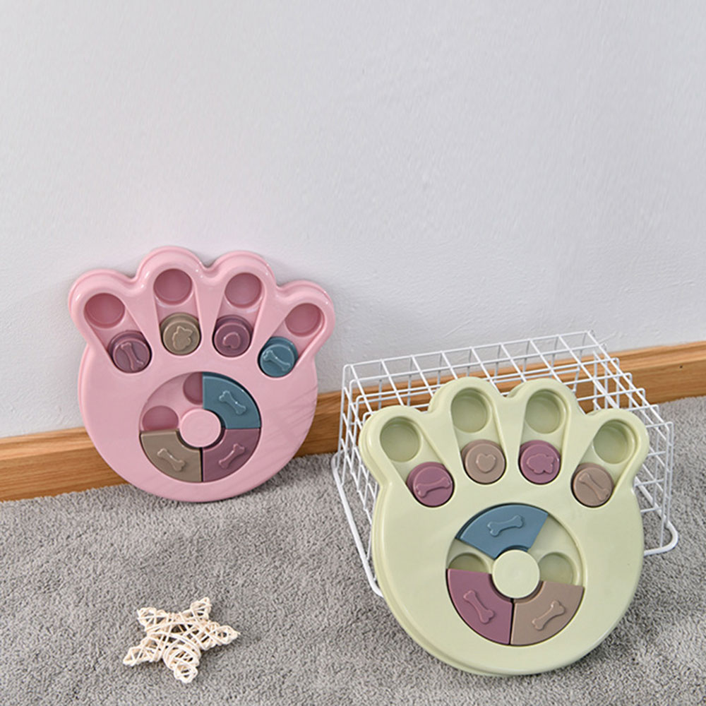 Dispensador de Alimento para Mascotas Plato Multifuncional Juguetes Educativos Anti-Asfixia Diseño Huella Perro Rompecabezas Plato de Entrenamiento — imagen 1