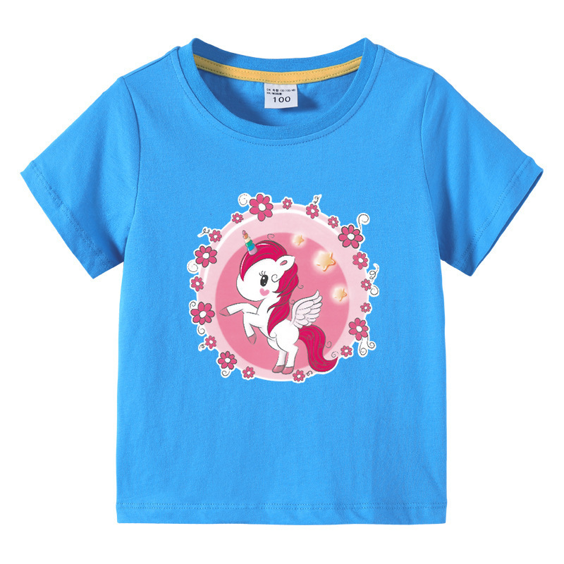 Unicorn children's summer outfit short sleeved T-shirt — image 16
