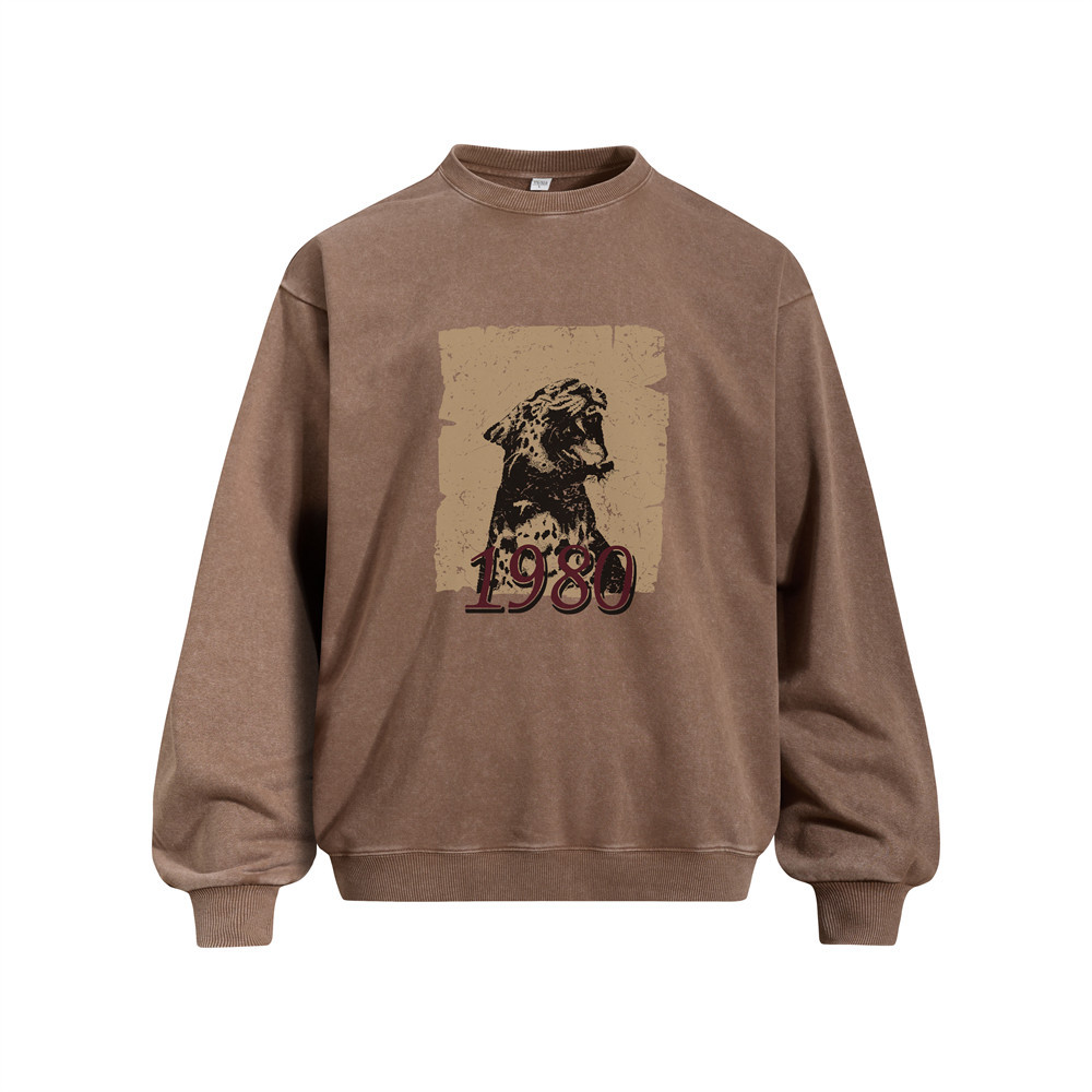 Cheetah printed fried flower used round neck hoodie — image 6