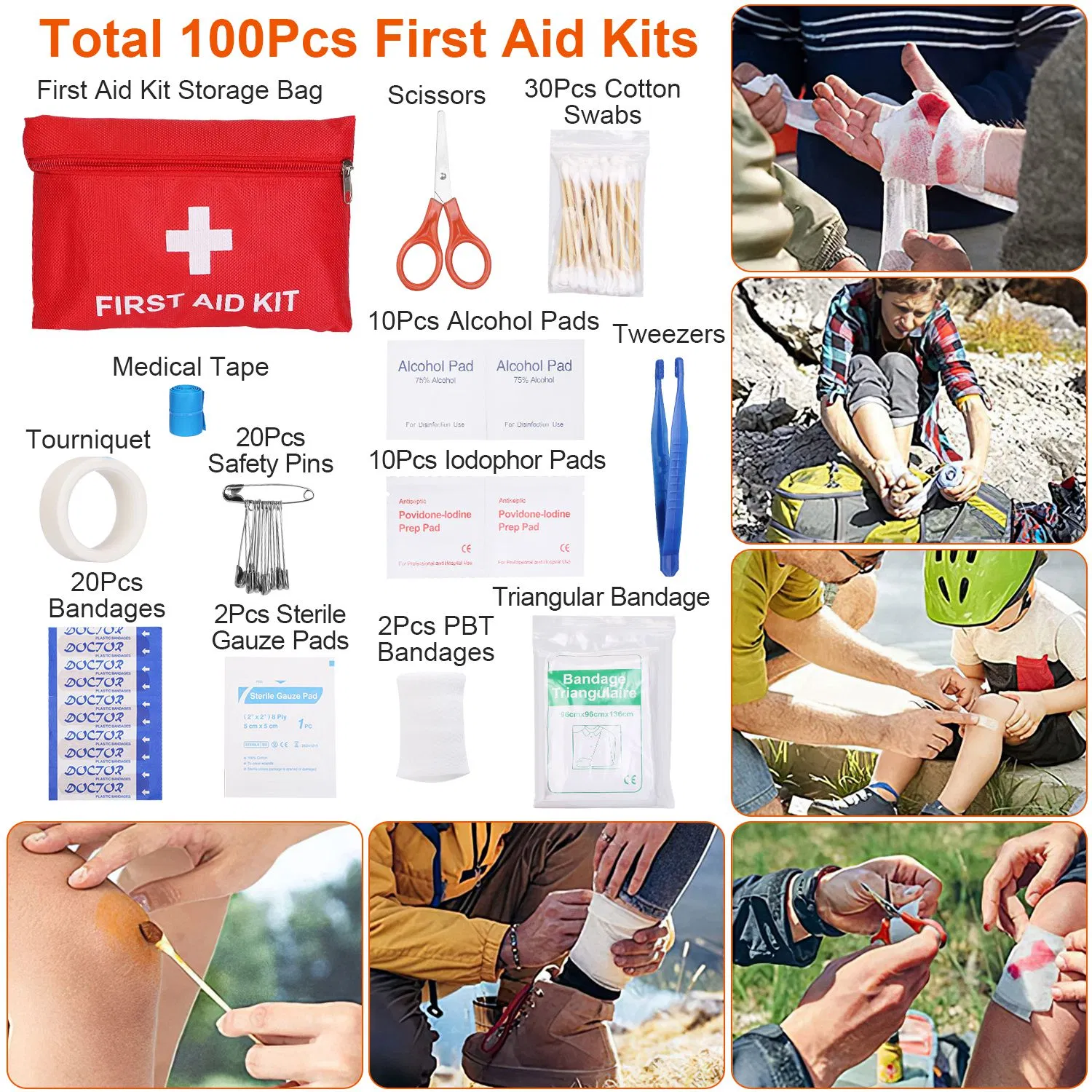 125Pcs Survival Kits Professional Emergency Survival Gear Tactical First Aid Kit Supplies for Outdoor Adventure Camping Hiking Hunting — image 8