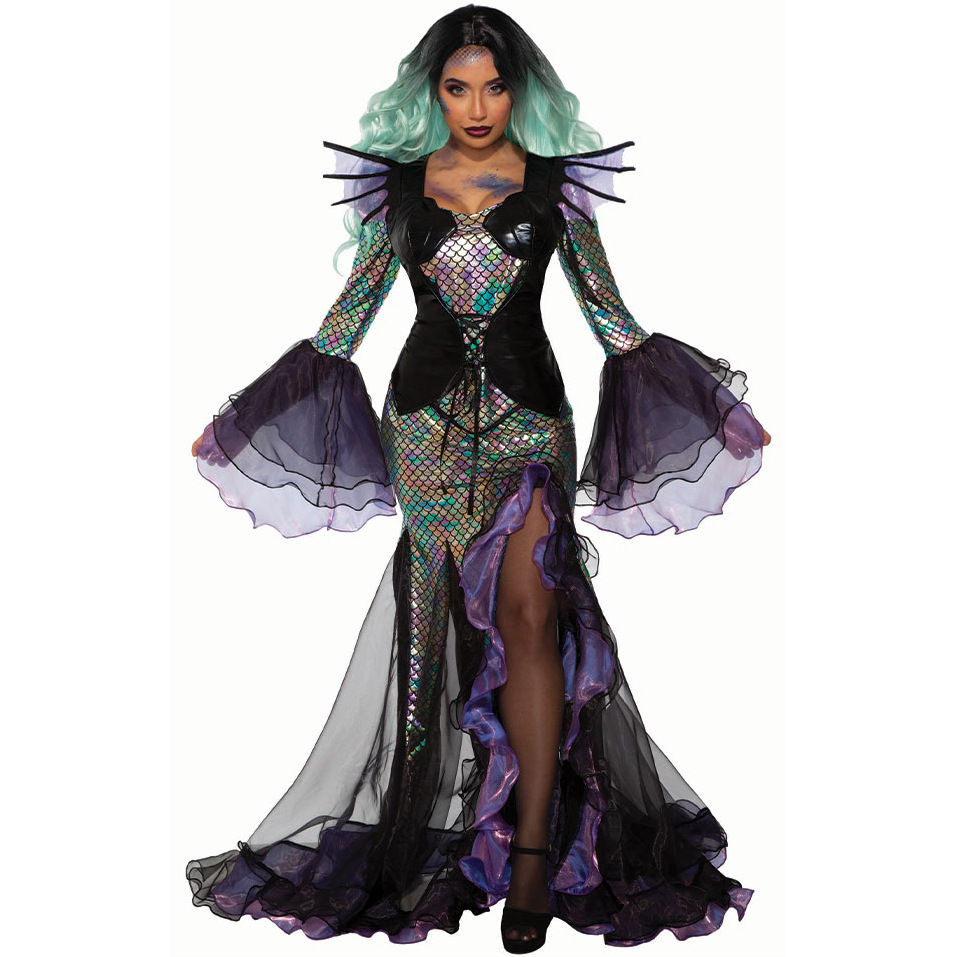 Fantasy Dark Witch Mermaid Cosplay Costume for Halloween Party Performance Dress — image 4