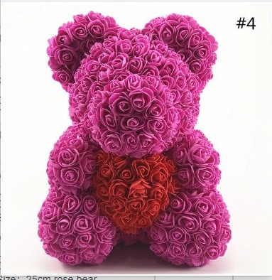 Ramo de rosas simuladas de oso que abraza el corazón, regalo de cumpleaños para ositos de peluche — imagen 10