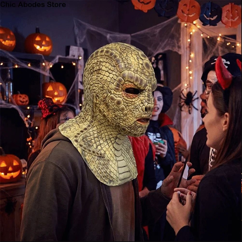 Lizard Man Basilisk Mask – Realistic Scaled Full Face Latex Reptile Headpiece, Unisex Adult Horror Costume — image 6