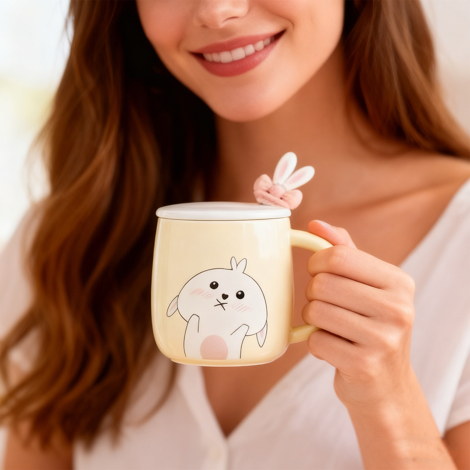 Taza de Cerámica para Conejo con Luz Azul Cielo — imagen 1