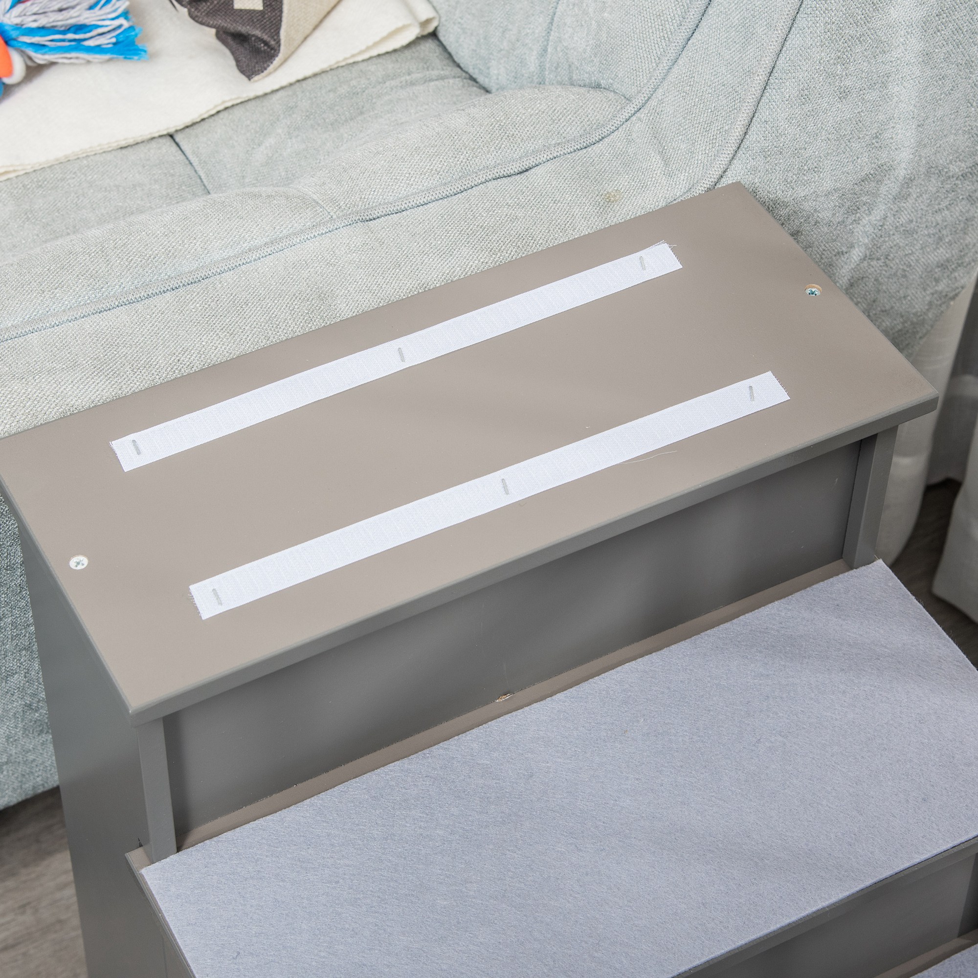 Peldaños para Mascotas, Escaleras para Perros Pequeños con Cubierta de Algodón Removible para Sofá y Cama, 15.75" x 23.25" x 21.25", Gris — imagen 3