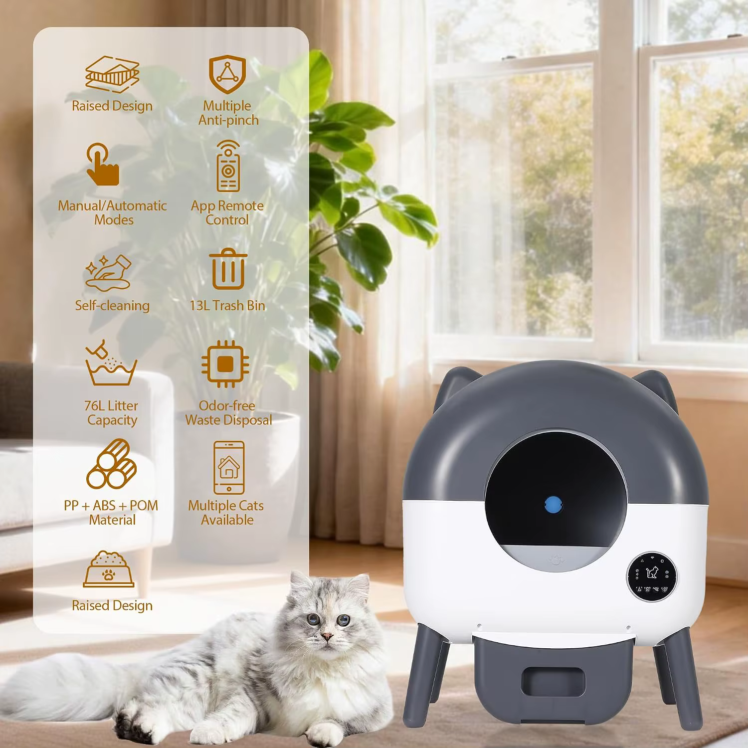 Caja de Limpieza Automática para Gatos, Capacidad Extra Grande, Caja de Arena para Gatos con Función de AutoLimpieza — imagen 3