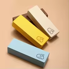 Handmade Square Eyeglasses Case with Embossed Palm Print Cute Puppy Cartoon Design Hard Shell Glasses Box — image 1