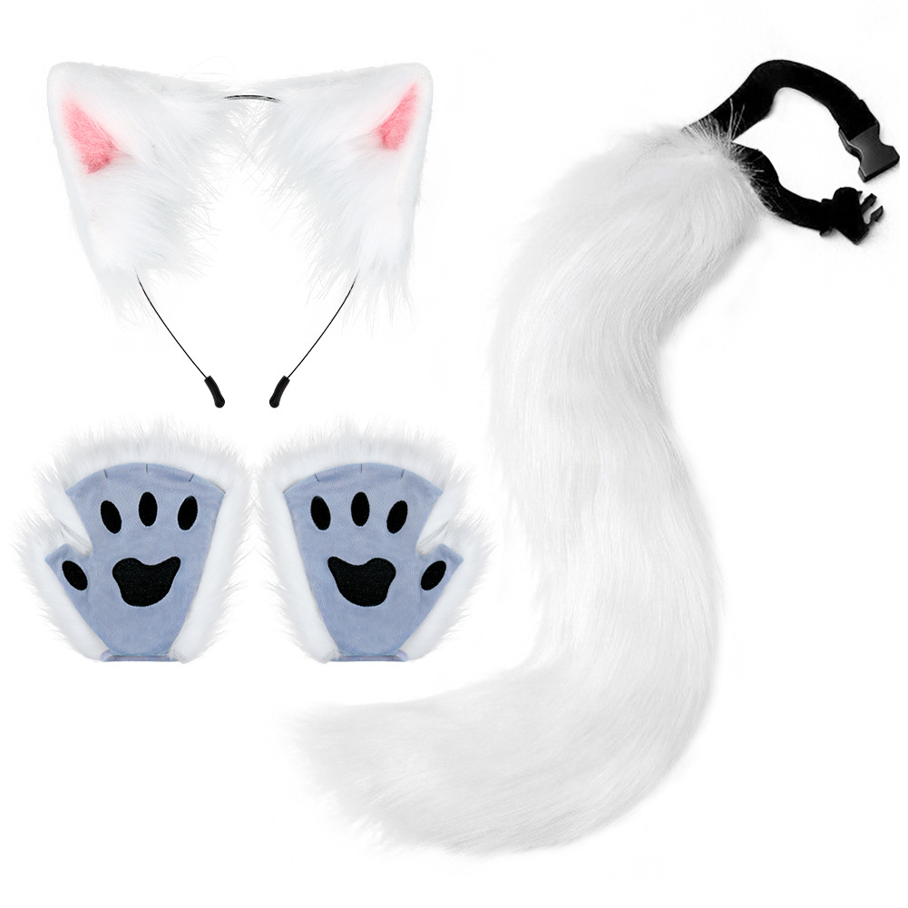 Halloween DIY Animal Ears Headband Cosplay Realistic Cat Set Paw Gloves Fingerless Gloves Cos Accessories — image 9