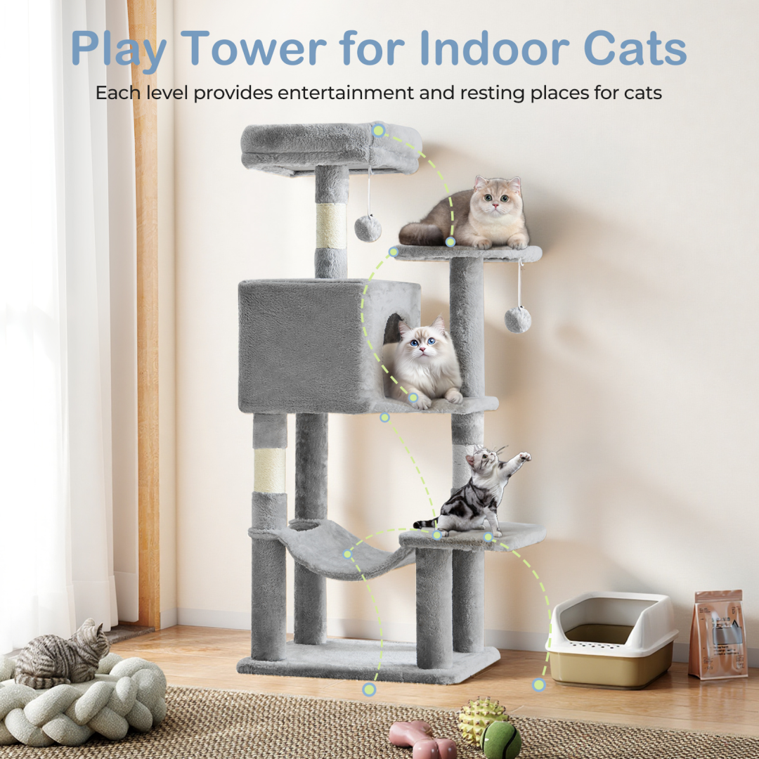 Torre para Gatos de Alto Rendimiento: Arbol Climático con Postes de Escarbar de Sisal Natural — imagen 11
