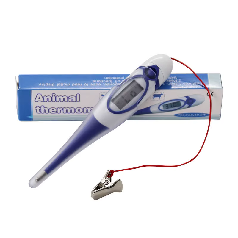 Termómetro digital para animales profesional con manguito suave azul, termómetro veterinario para perros gatos húmedo resistente — imagen 1