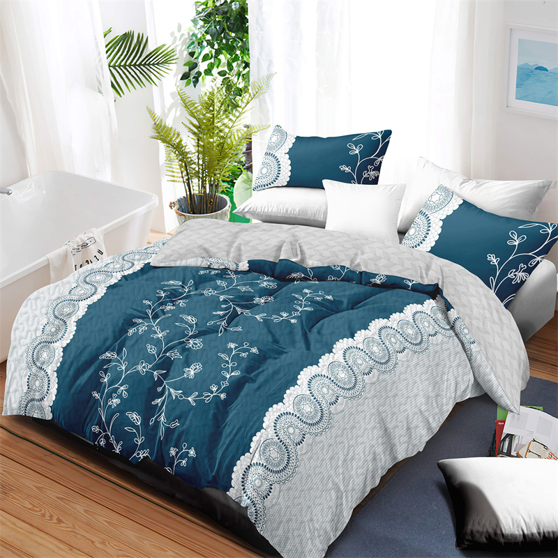 Colección de Edredón Floral Azul Turquesa 3 Piezas con Fundas de Almohadas Ajustadas, Diseño de 130 GSM Microfibra para Camas Fáciles de Limpiar y Amigables con Mascotas — imagen 9