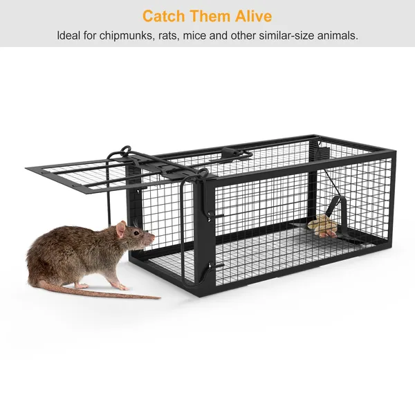 Rat Trap Cage Humane Live Rodent Trap Cage Galvanized Iron Mice Mouse Control Bait Catch With Detachable U Shaped Rod — imagen 4