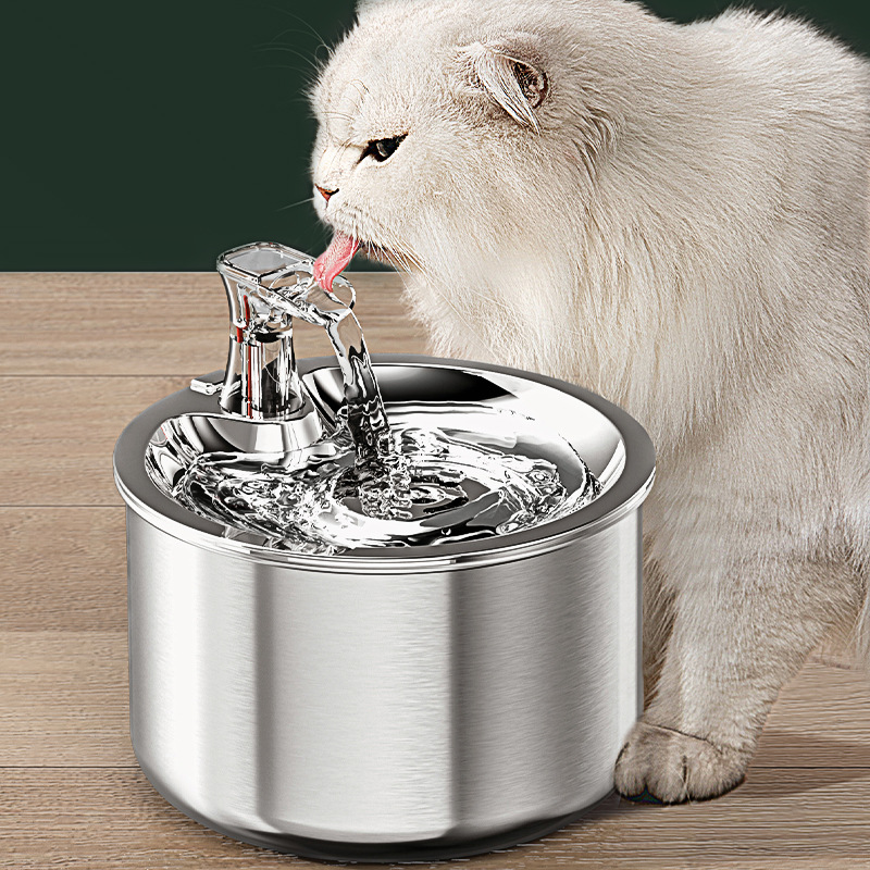 Stainless Steel Cat Water Dispenser Automatic Over-Circulation Flow Pet Smart Water Dispenser Cat And Dog Filter Drinking Bowl — image 1