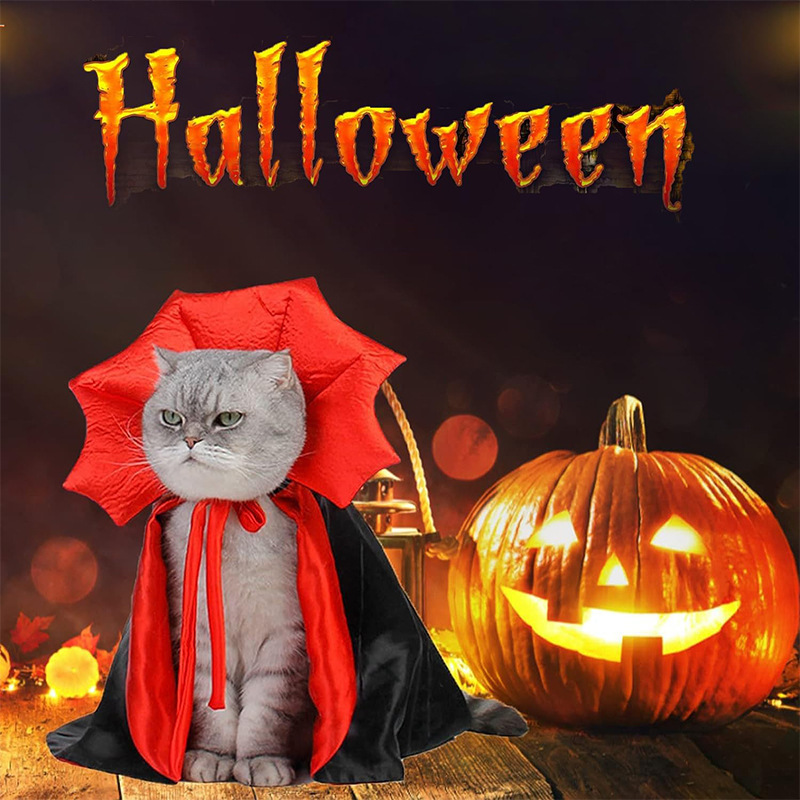Halloween Vampire Cape for Cats and Dogs, Witch Cloak Pet Costume — image 3