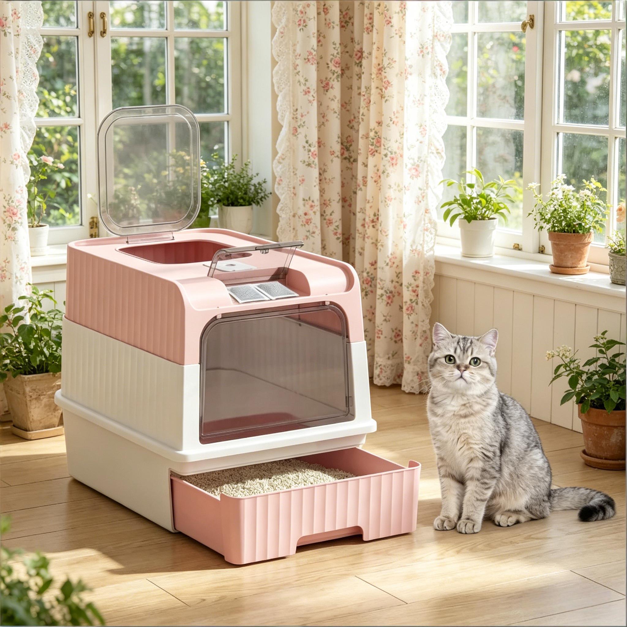Pet Litter Box, Fully Enclosed Litter Box, Compact Cat Litter Box — image 3