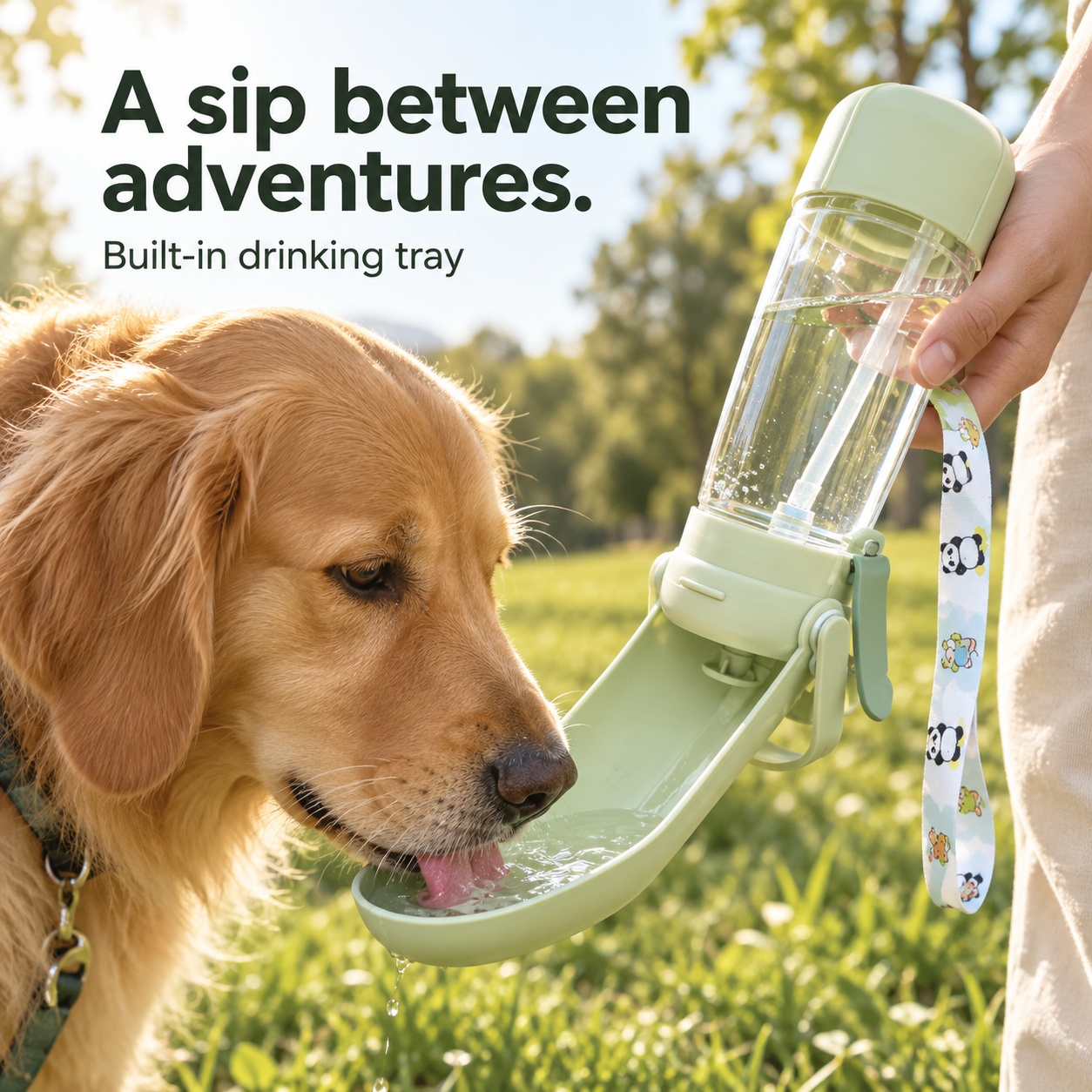 3in1 Dog Water Bottle With Mist Sprayer & Food Storage, Portable Pet Travel Water Dispenser For Walking Hiking Camping — image 3
