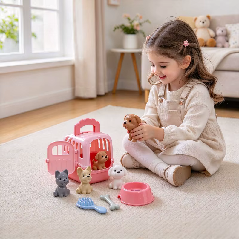 Kids Pet Care Toy Set, Dog House & Train with Doll Furniture, Cute Animal Figures, Pretend Play Educational Toys for Toddlers Gift — image 2
