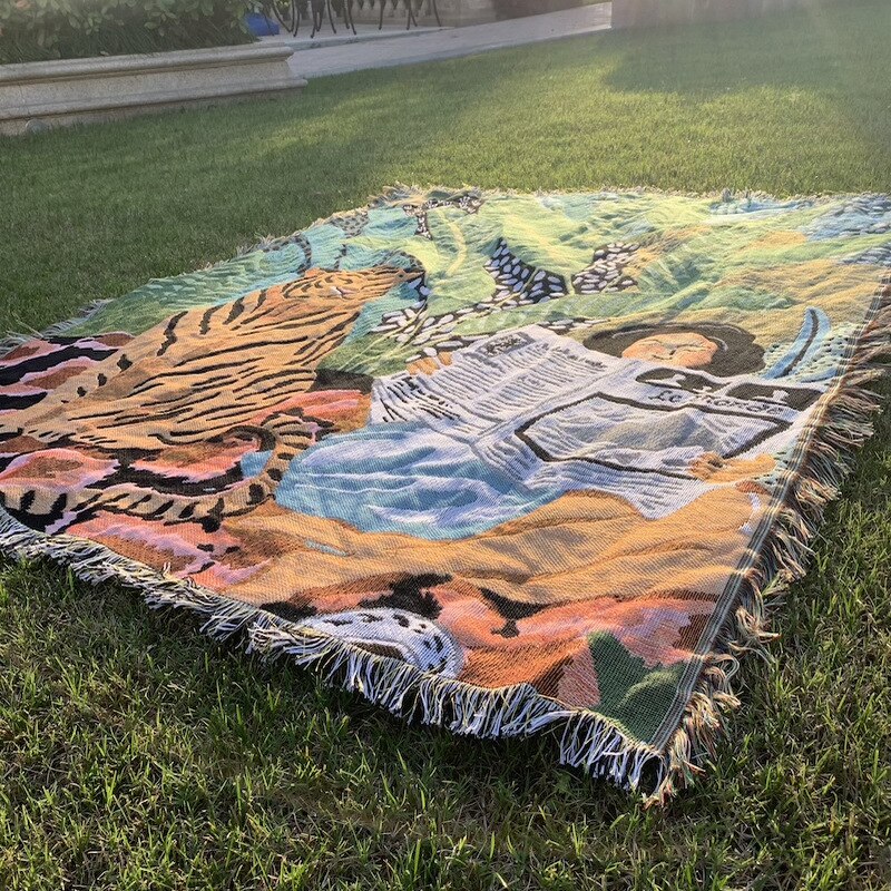 Nordic Multifunction Tiger Newspaper Girl Bohemia Throw Blanket Sofa Covers Tassel Dust Cover Air Conditioning Blankets For Bed — image 4
