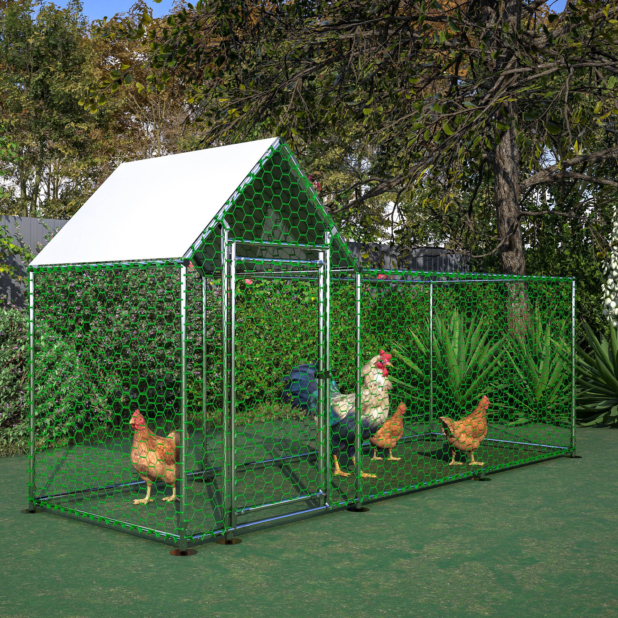Metal Chicken Coop, Walk-in Chicken Run, Poultry Chicken Hen Pen Cage, Rabbits Duck Cages, With Cover — image 8