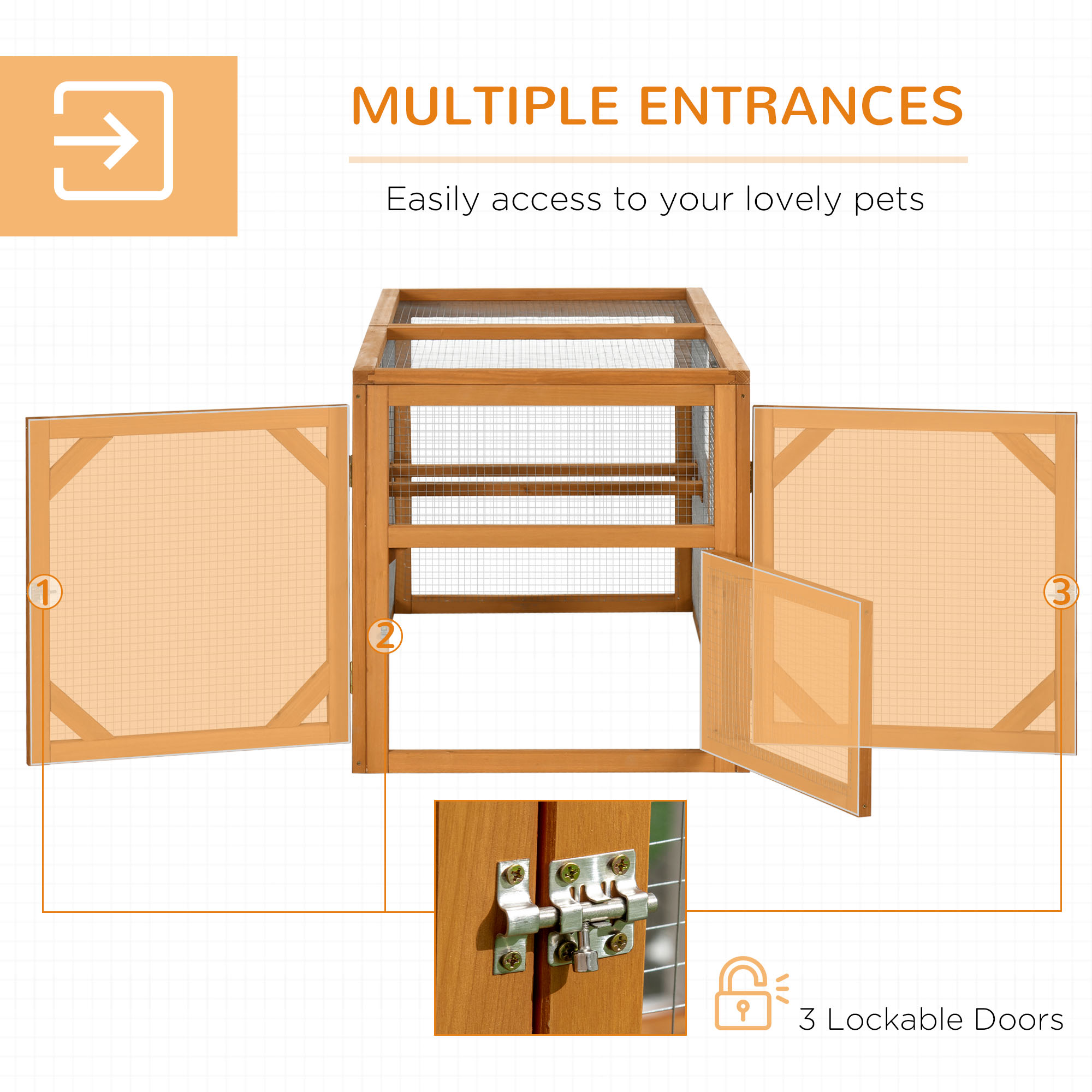 Expansión de Madera para Gallinero de 55", Mini Gallinero Exterior con Corral, Diseño Combinable — imagen 7