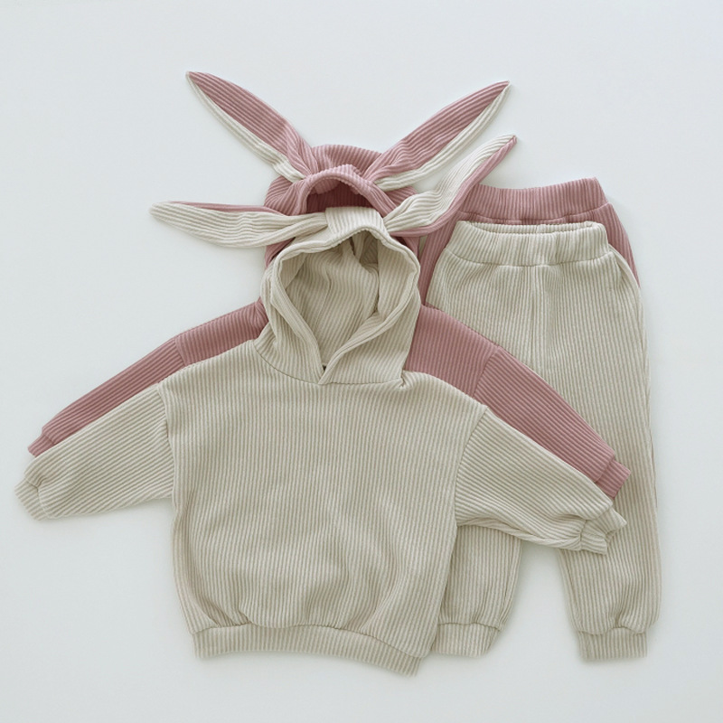 Cute rabbit ear hooded top+ankle pants casual two-piece set — image 4