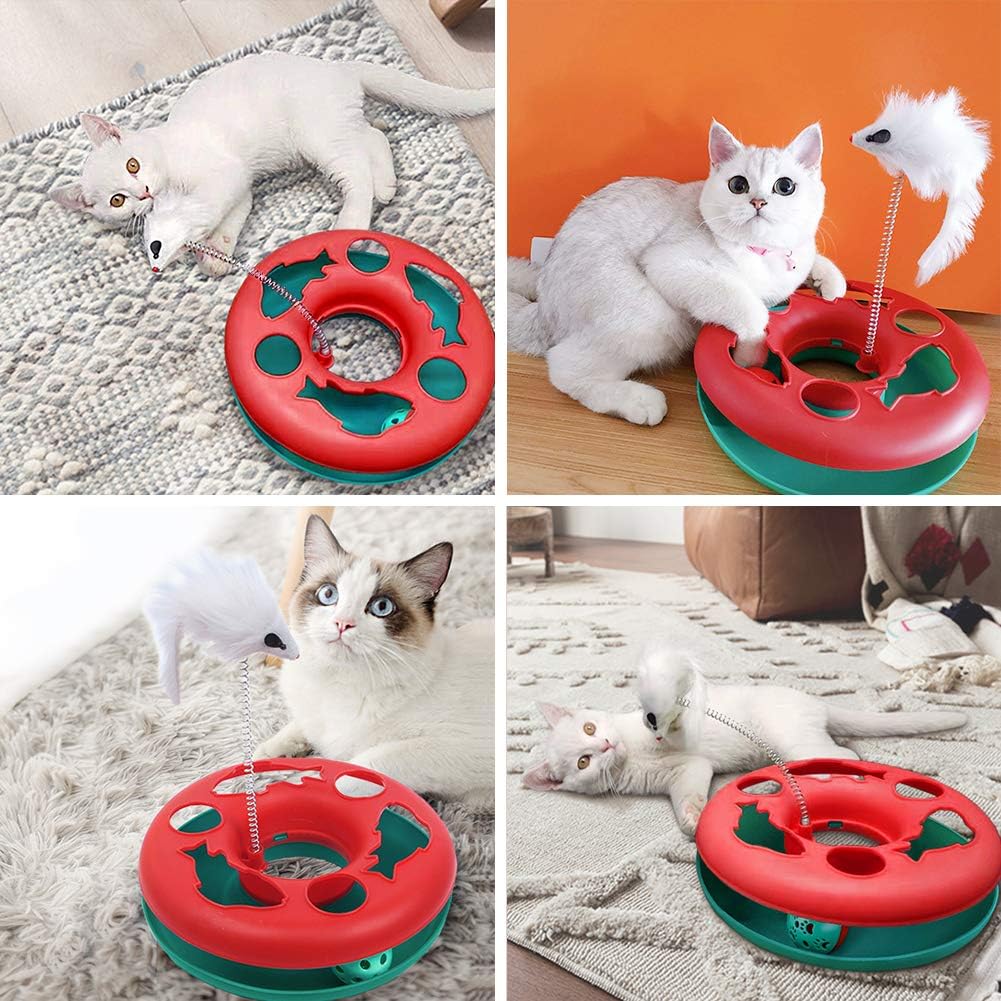 Cat Toys Cat Toys For Indoor Cats Interactive Kitten Toys Roller Tracks With Catnip Spring Pet Toy With Exercise Balls Teaser Mouse — image 4