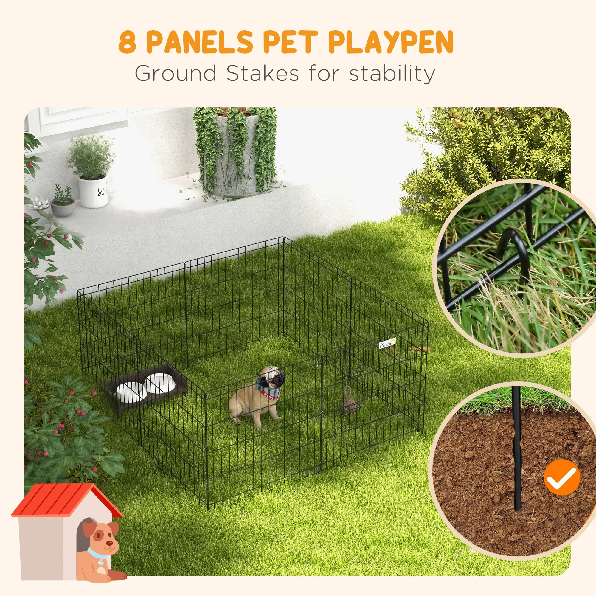 Foldable Metal Exercise Pet Playpen Yard Dog Puppy Kennel Cage 8 Panel — image 2