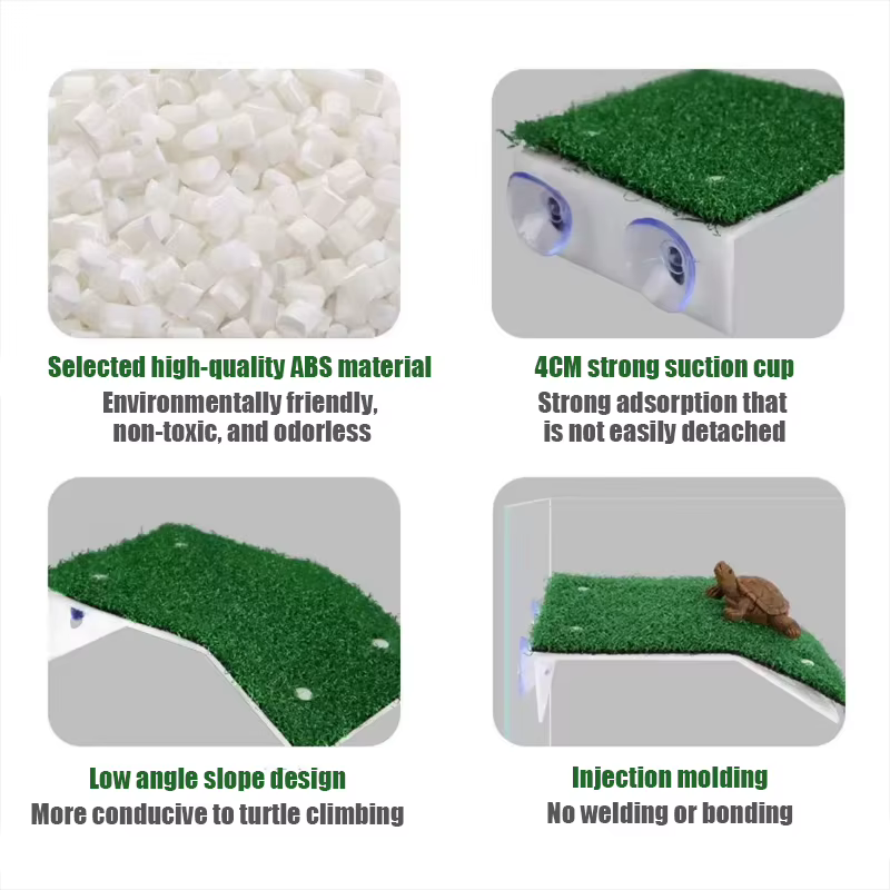 Plataforma de Descanso para Tortugas de Tamaño S/M/L - Decoración Acuática con Cepillo y Rampa de Hierba — imagen 5