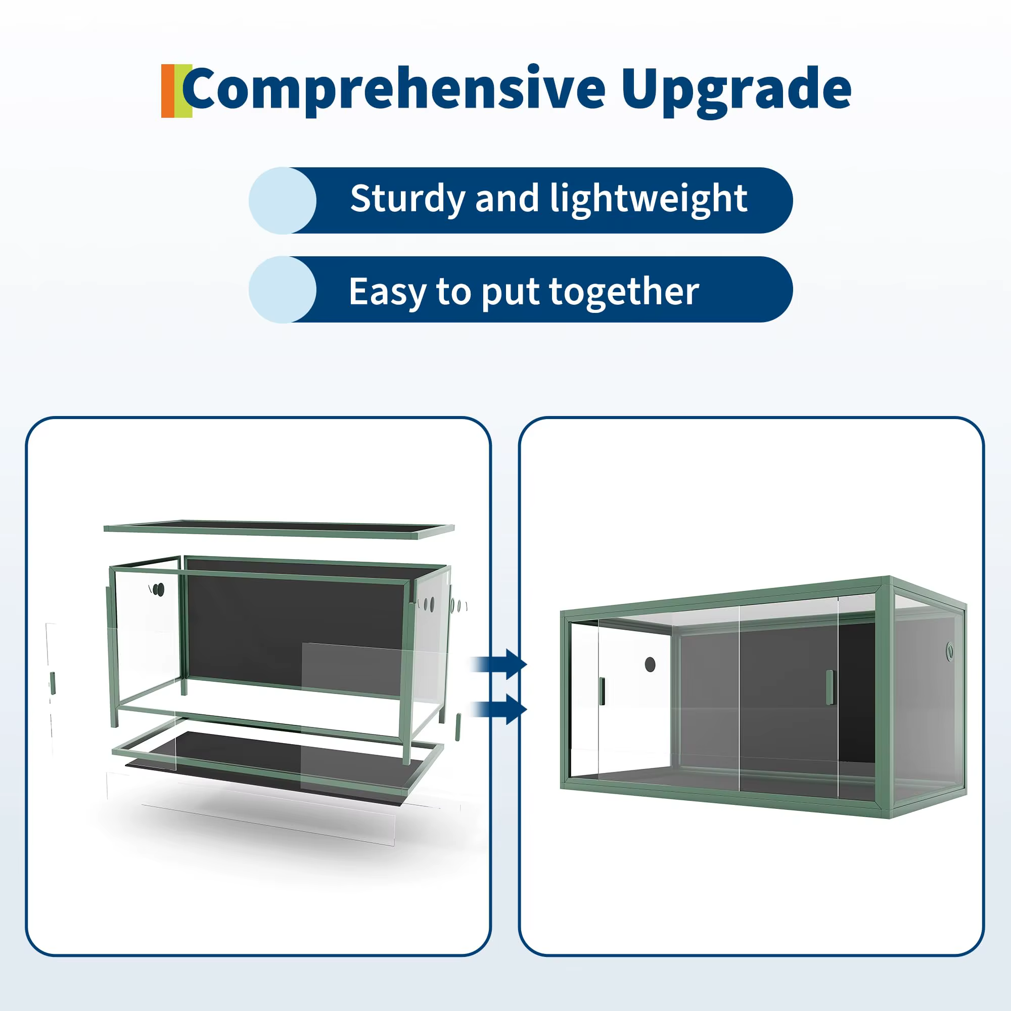 Escape-Proof Reptile Terrarium for Lizards, Snakes & Amphibians – Durable PVC Habitat with Ventilation & Sliding Glass Door — imagen 6