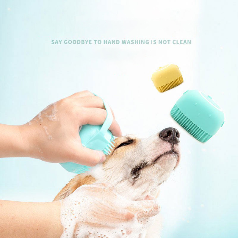 Pet Massage Brush Silicone Bath Brush Back Towel Bath Shampoo Brush — image 1