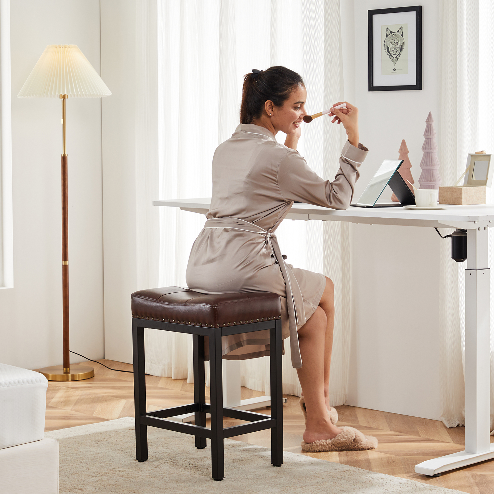 Saddle Bar Stool Kitchen Stools, Sturdy Steel Frame — image 8