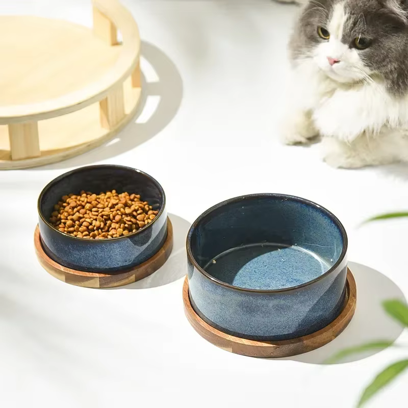 Cat Bowl Cat Food Bowl Ceramic Pet Food Water Feeder Small and Medium-sized Dogs Protection Spine Protection Rollover Prevention — image 3