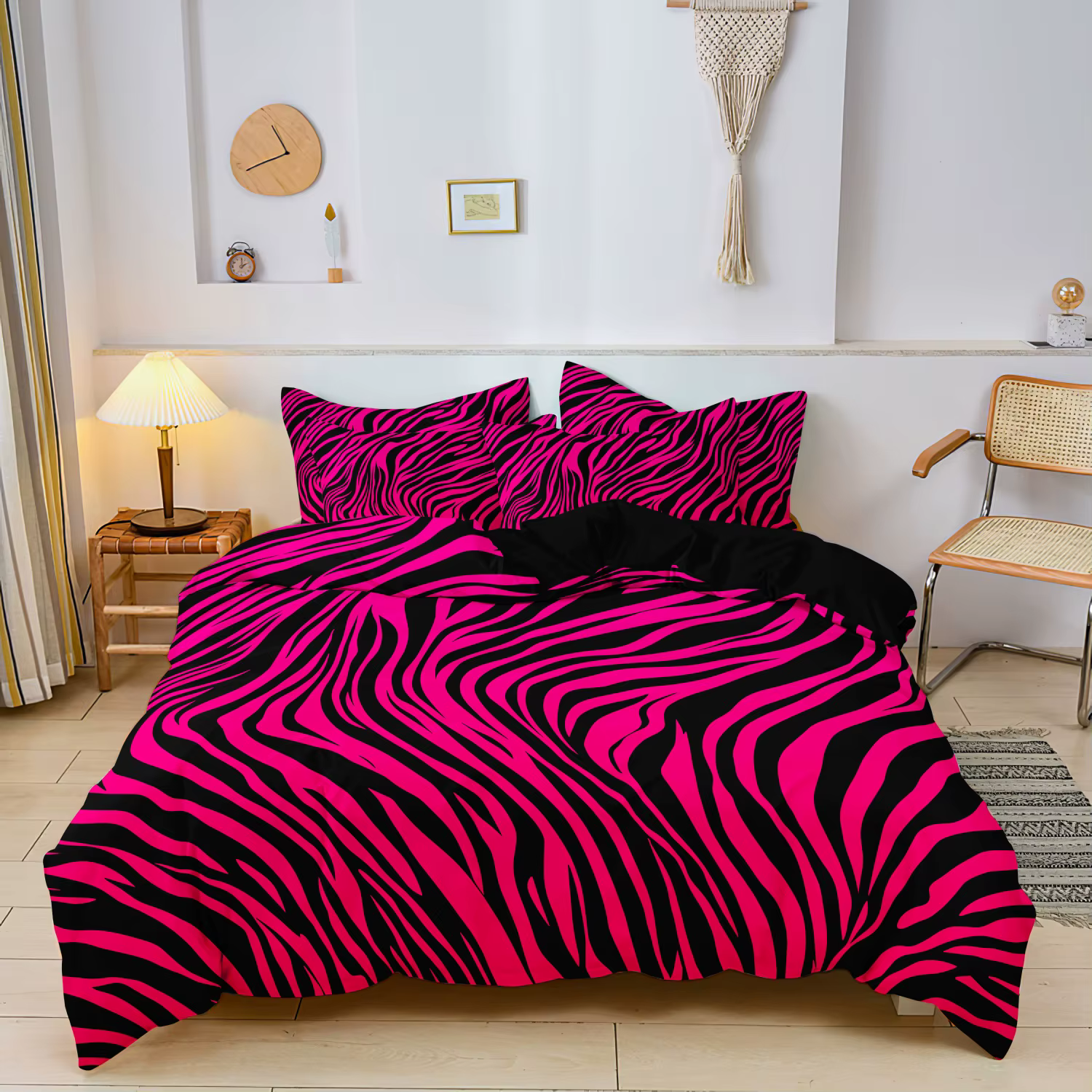 3pcs Bedding Set Rose Red Zebra Print Leopard Print Digital Print Duvet Cover Set, Digital Print, Using A Family Hotel Dormitor — image 4