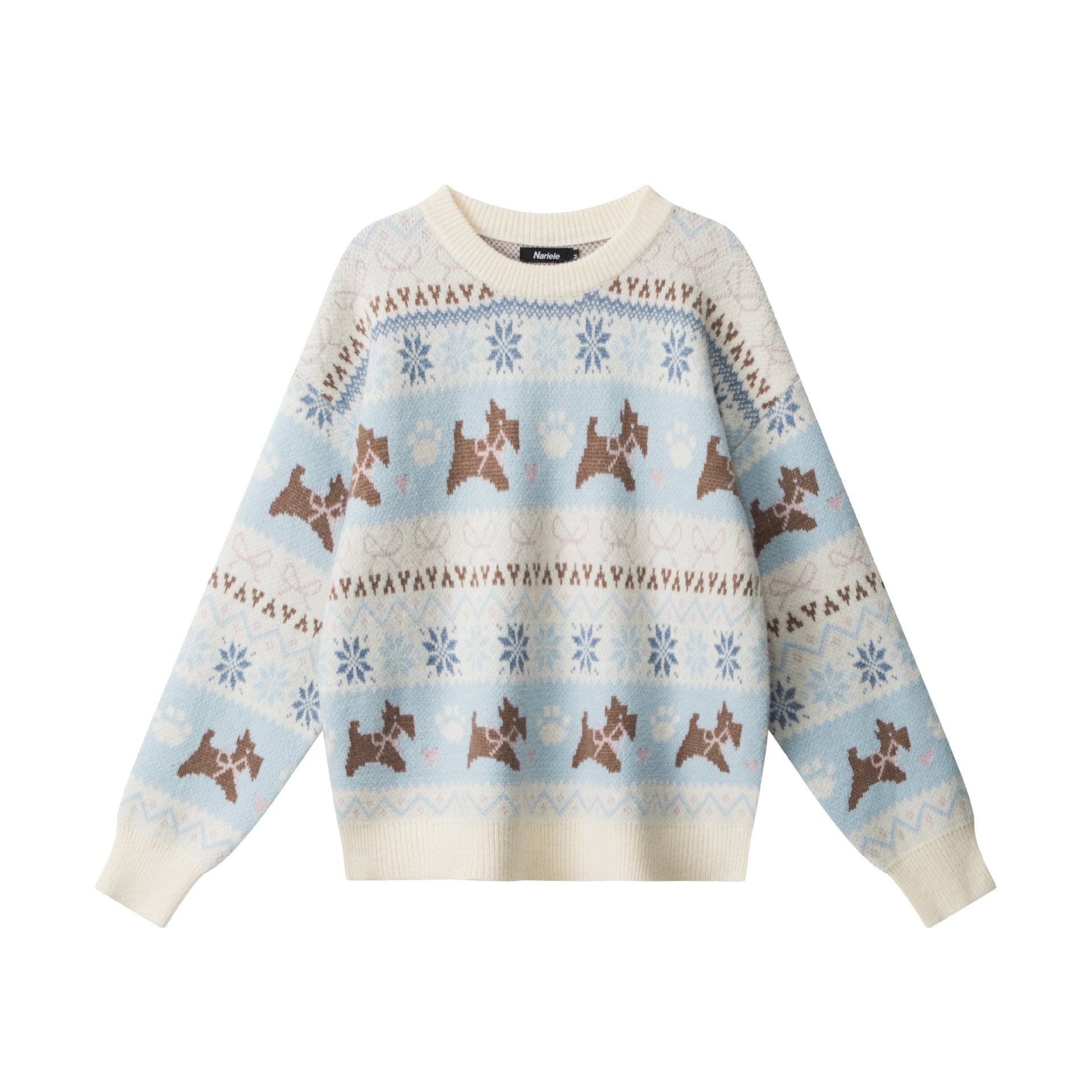 Snowflake puppy jacquard sweater — image 2
