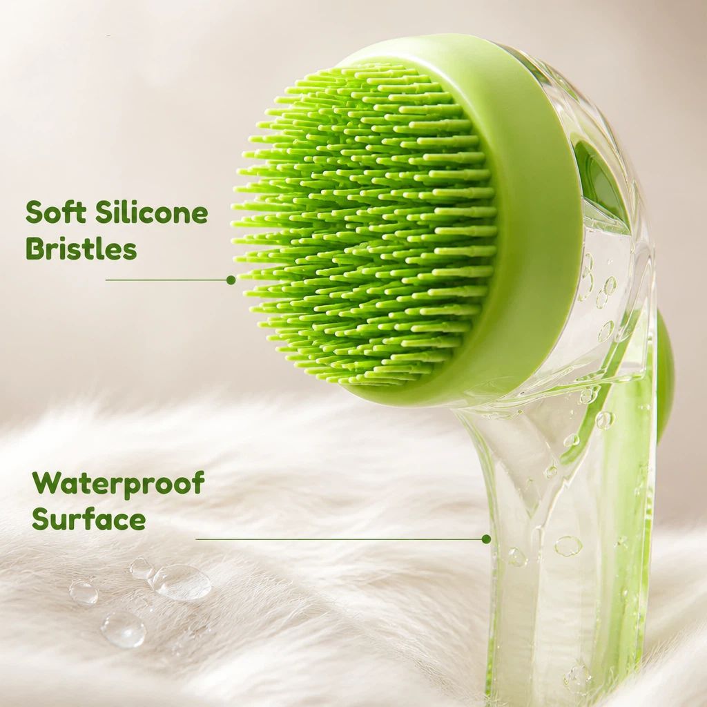 2 Pack Long & Short Handheld Dog Cat Shower Brush With Liquid Dispenser, Soft Silicone Grooming Brush For Pet Bathing & Massage — image 5