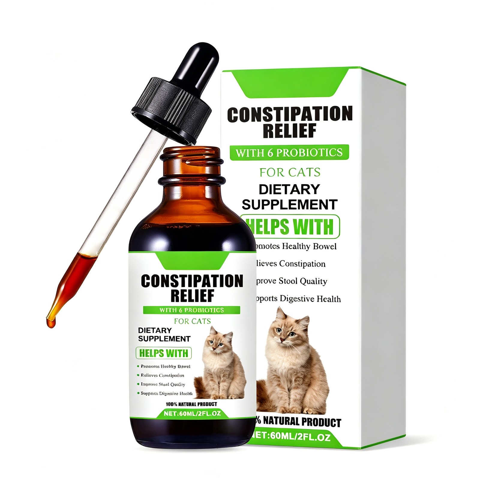 Suplemento Probiótico para Aliviar la Constipación en Gatos - Apoyo Digestivo Natural con Mejora del Aumento de Nutrientes